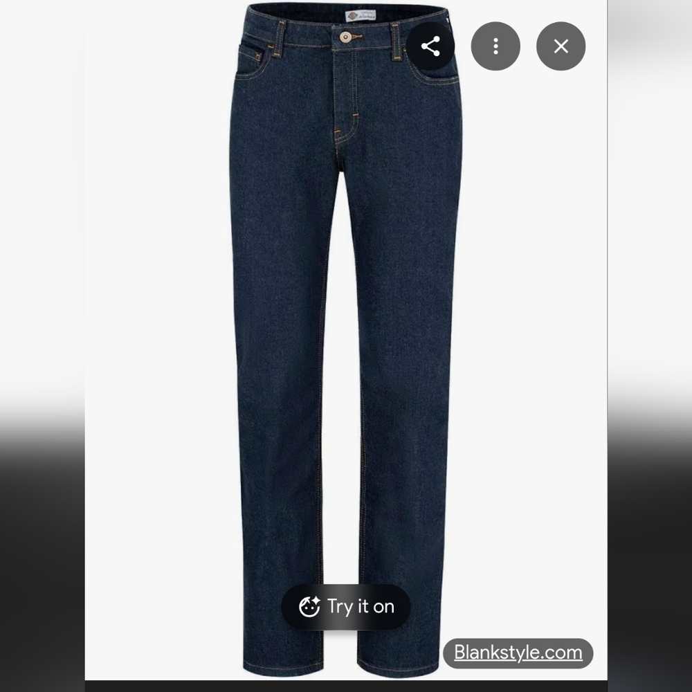 Dickies Women's Industrial Straight Leg 5 Pocket Jeans - Dark Blue Size 8x32 NWT